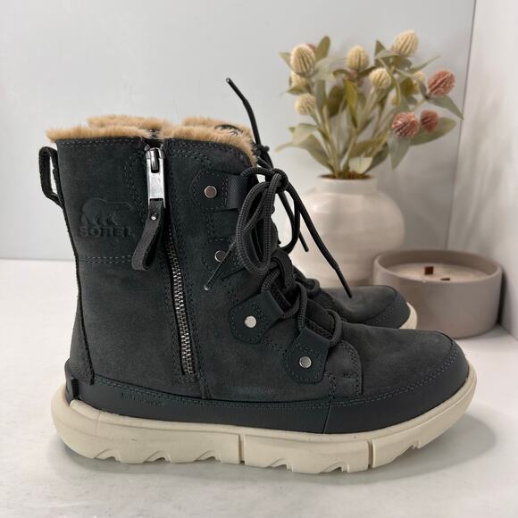 Sorel Explorer Next Joan Waterproof Casual Boots Grill/Fawn/White Women 7 NWOB - Picture 3 of 10